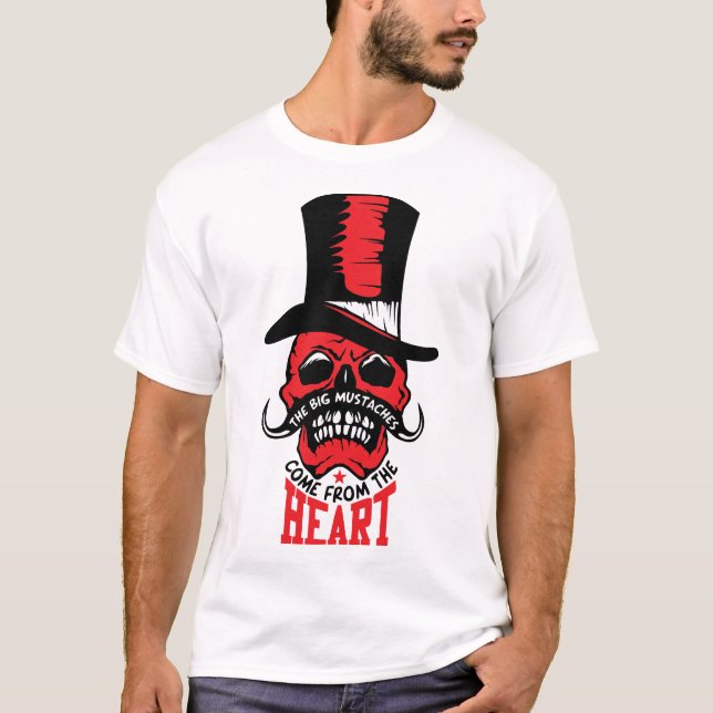 Camiseta tete de mort hipster citation mustache heart moust (Frente)