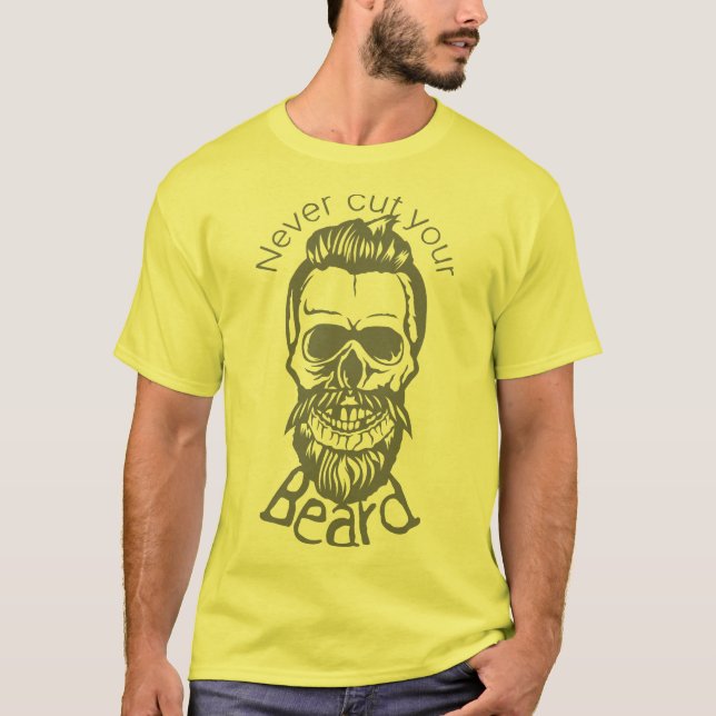 Camiseta tete de mort hipster citation never cut beard mous (Frente)