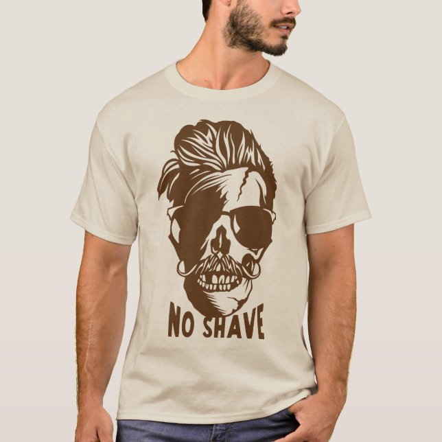 Camiseta tete de mort hipster citation no shave coiffure mo (Frente)
