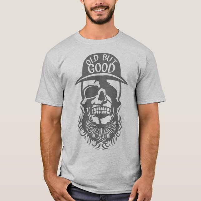 Camiseta tete de mort hipster citation old good barbe barbu (Frente)