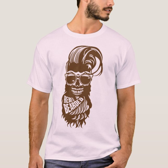 Camiseta tete de mort hipster citation rebel bearded barbe  (Frente)