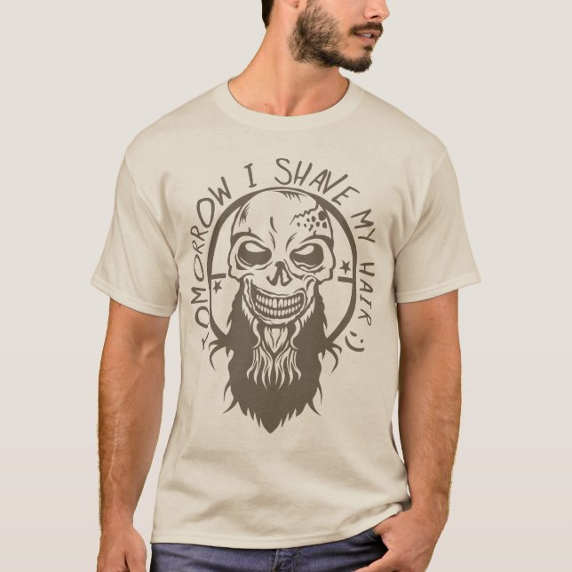 Camiseta tete de mort hipster citation shave hair barbe bar (Frente)