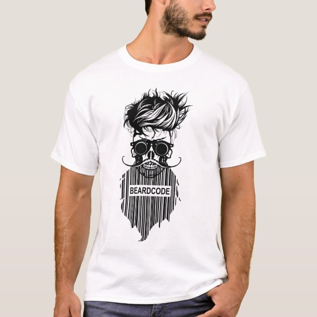 Camiseta tete de mort hipster skull crane beard code barbe  (Frente)