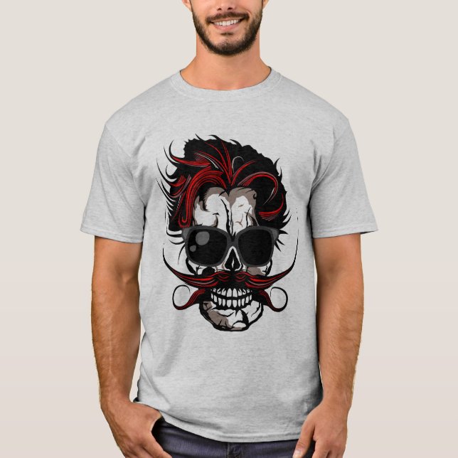 Camiseta tete de mort moustache hipster moustachu lunette d (Frente)