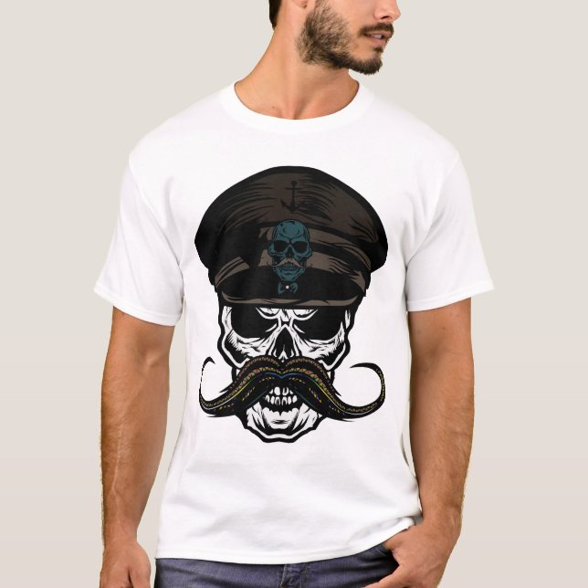 Camiseta tete de mort moustachu kepi casquette moustache hi (Frente)