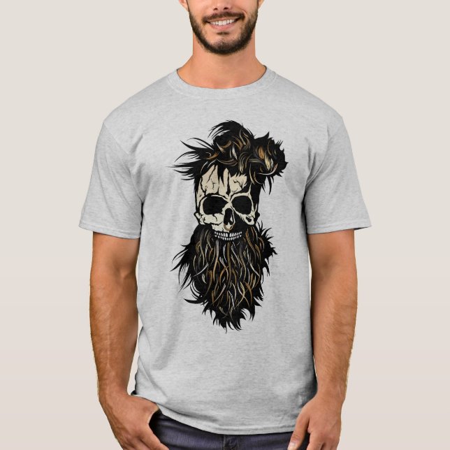 Camiseta tete de mort skull hipster barbu barbe anneau nez  (Frente)