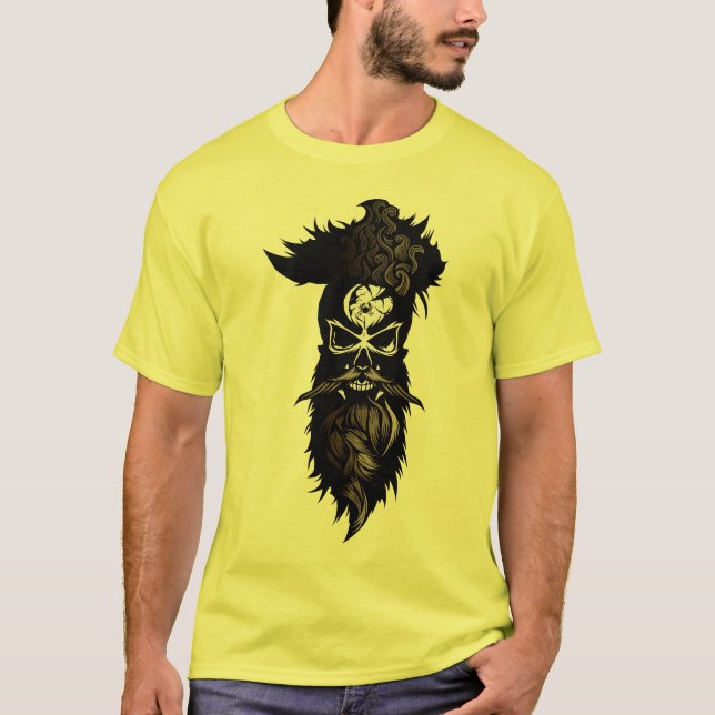 Camiseta tete de mort skull hipster barbu crane barbe moust (Frente)