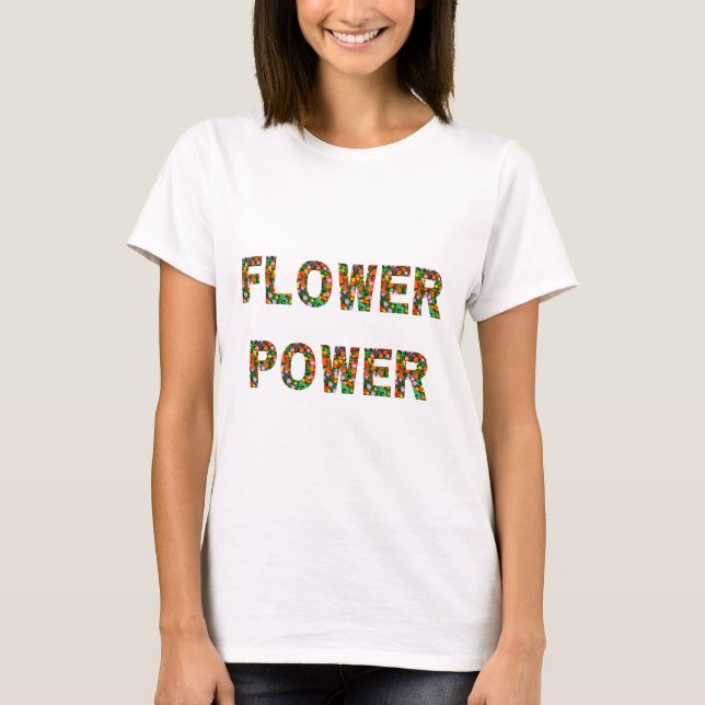 Camiseta Teto Básico de Capa Curta de Energia da Flor (Frente)