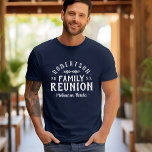 Camiseta Teto da Reunião Familiar Personalizada Moderna Rus<br><div class="desc">Crie uma camiseta personalizada da Associação Familiar para bebês, crianças e adultos. Personalize-o com o nome da sua família, o ano, o local ou qualquer outro texto personalizado. Clique no botão Personalizar para alterar fontes e cores, adicionar seu próprio texto e fotos. Selecione em todos os nossos estilos de roupa...</div>