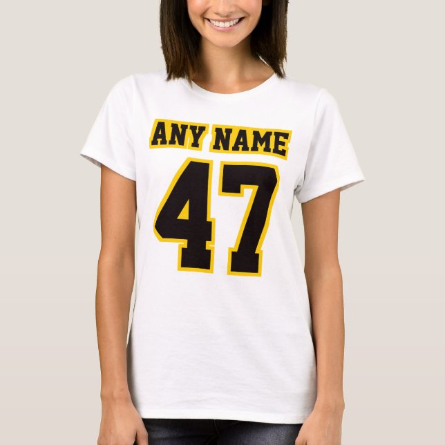 Camiseta Teto de Algodão Básico das Mulheres DOURADAS Branc (Frente)