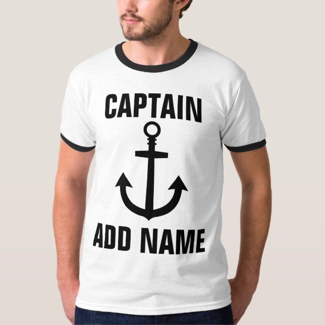 Camiseta Teto de Âncora de Nome do Capitão de Barco Persona (Frente)