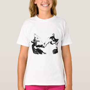 Camiseta Teto de Arte com Tinta de Amizade a Dois Gatos
