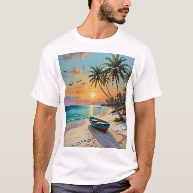 Camiseta Teto de Arte de Paraíso de Palmeiras Sunset Beach  (Frente)