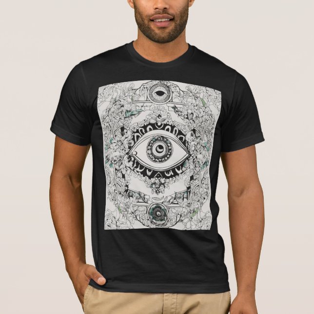 Camiseta Teto de Arte de Tatuagem mau - Preto Negrito, Azul (Frente)