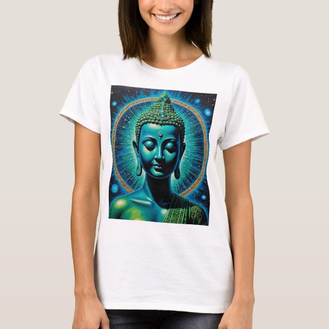 Camiseta Teto de Arte Espiritual Celestial Buda Cósmica (Frente)