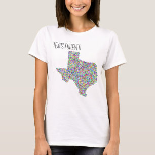 Camiseta Teto de Basebol Gráfico Colorido do Texas Forever