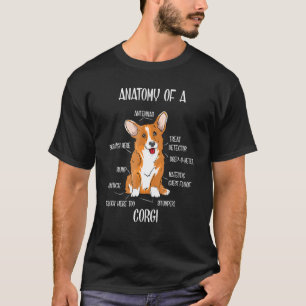 Camiseta Teto de Biologia Cão Anatomia Cuta Welsh Corgi Pup