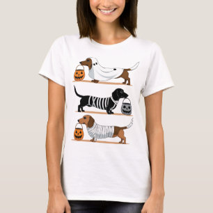 Camiseta Teto de Cartoon do Halloween Dachshances para Dog 