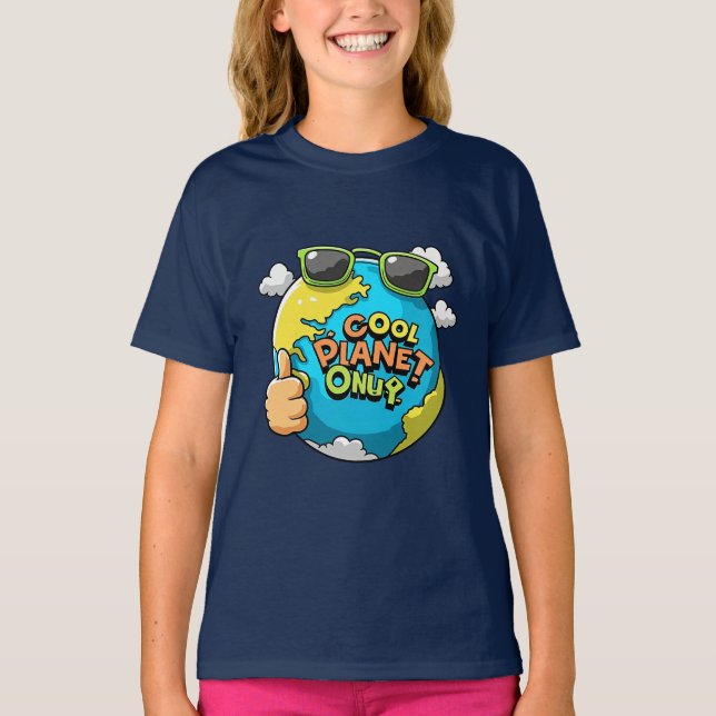 Camiseta Teto de Cartoon Eco Earth Day do legal Planeta (Frente)