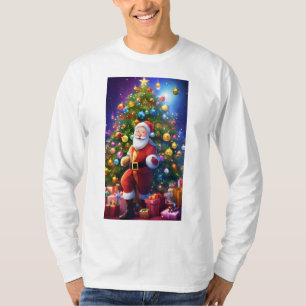 Camiseta Teto de Celebração de Natal com um Chapa de Cor