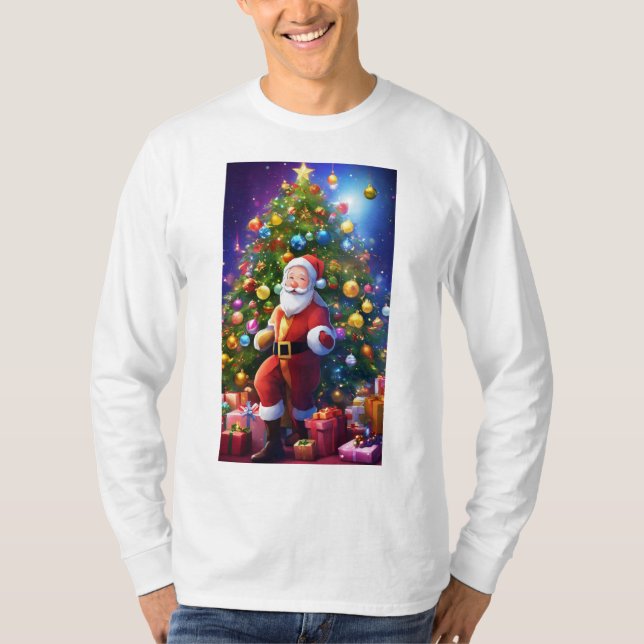 Camiseta Teto de Celebração de Natal com um Chapa de Cor (Frente)