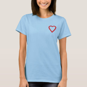 Camiseta Teto de Coração Vermelho Bonito e Brilhante