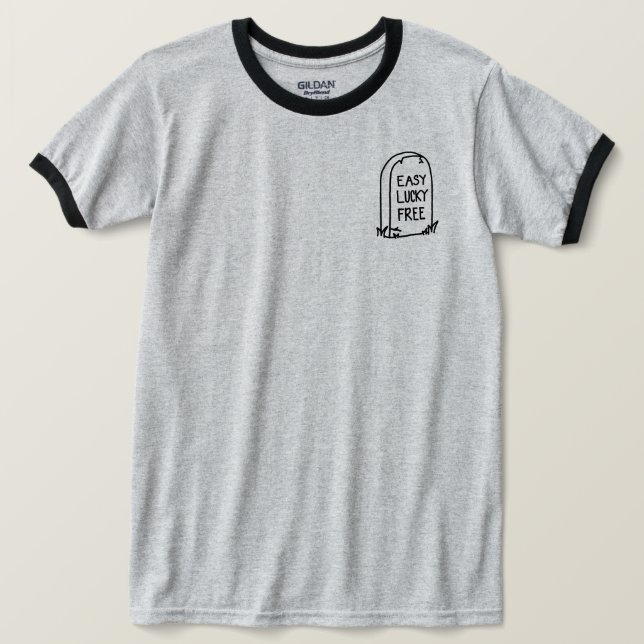 Camiseta Teto de Dedo Livre e Fácil Sorte (Frente do Design)