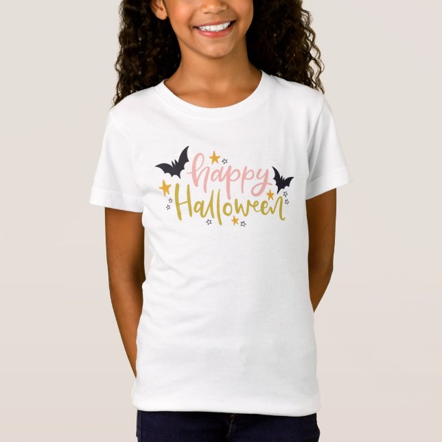 Camiseta Teto de Halloween para Crianças com Design de text (Frente)