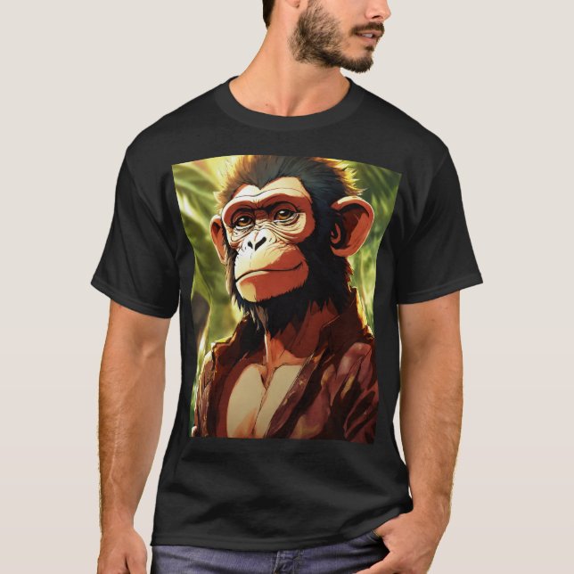 Camiseta Teto de Impressão de Gorila Negra - Solte Sua Natu (Frente)