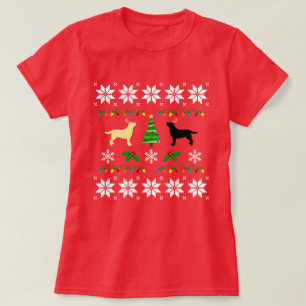 Camiseta Teto de Natal Amarelo e Negro Labrador Feio
