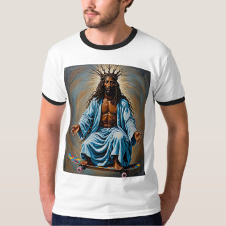 Camiseta Teto de Roupa do Skateboard Jesus Crowed King