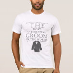 Camiseta Teto de Solteiro, Cinzas Mais Interessante<br><div class="desc">Seu amigo vai se casar, então por que não o surpreender com um chá engraçado e legal que deixa todas as caras saberem que ele é... o noivo mais interessante do mundo! Esta camiseta mais interessante do Solteiro de Groom em cinzas escuras apresenta um design de texto ousado e um...</div>