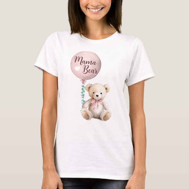 Camiseta Teto do Chá de fraldas do Urso Rosa (Frente)