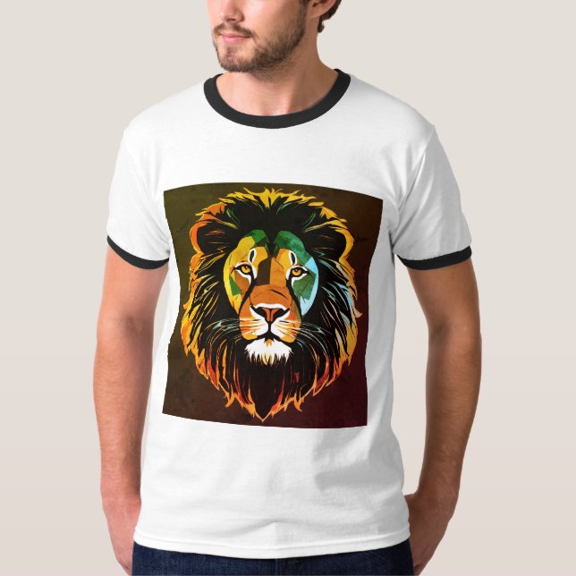 Camiseta Teto do Logotipo Lion Geométrico (Frente)