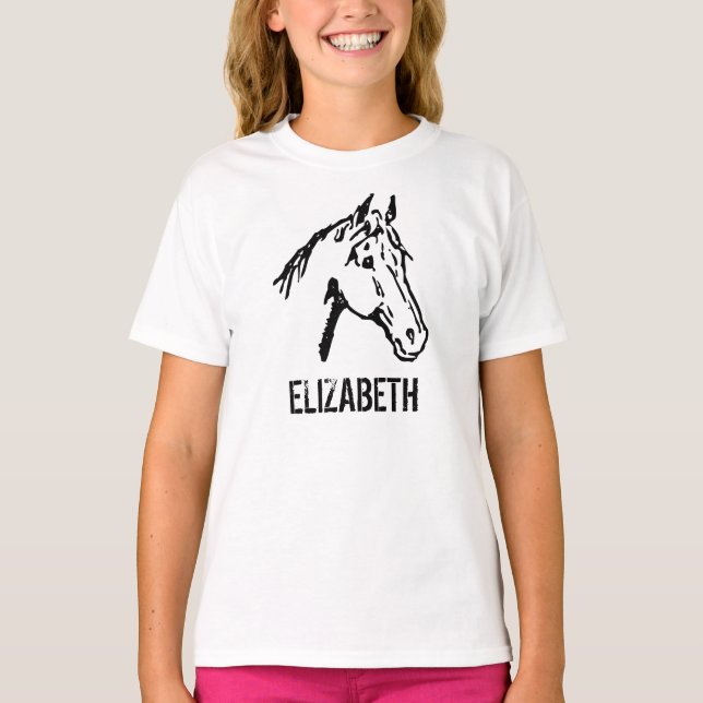 Camiseta Teto do Lover de Cavalo Negro e Branco (Frente)