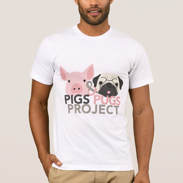 Camiseta Teto do Projeto Bella Canvas Mens Pigs & Pugs (Frente)