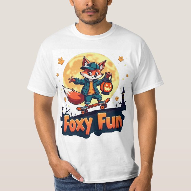 Camiseta Teto do Skate de Halloween do Foxy Fun (Frente)