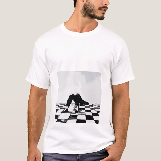 Camiseta Teto Gráfico Branco e Preto Artístico (Frente)
