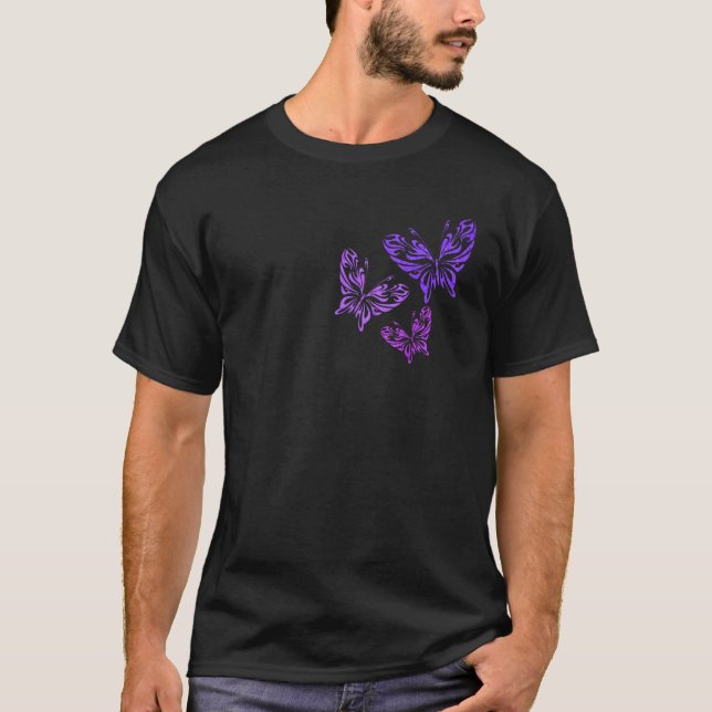 Camiseta Teto Gráfico da Borboleta da Borboleta Roxa (Frente)