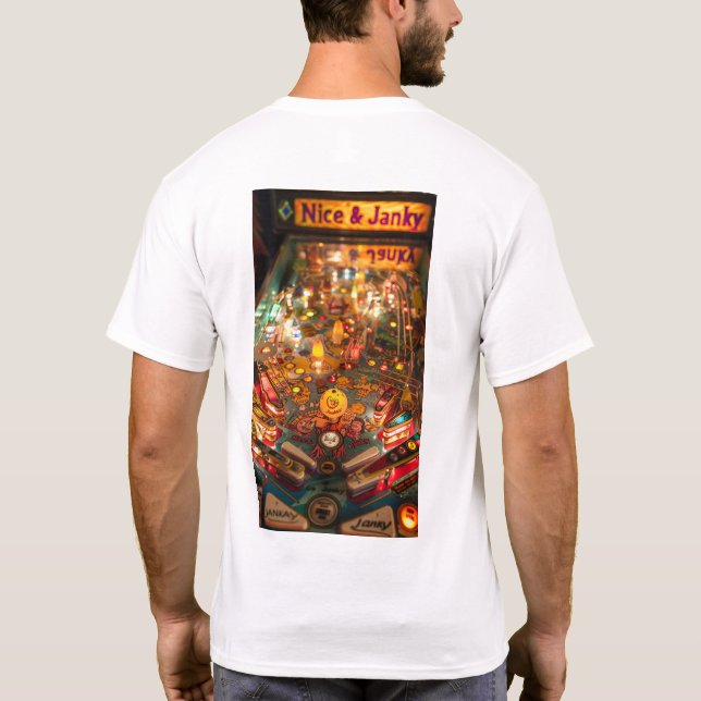 Camiseta Teto Gráfico da Máquina Pinball Retroativa (Verso)