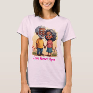 Camiseta Teto Gráfico de Amor entre Casais Negros Cachos e 