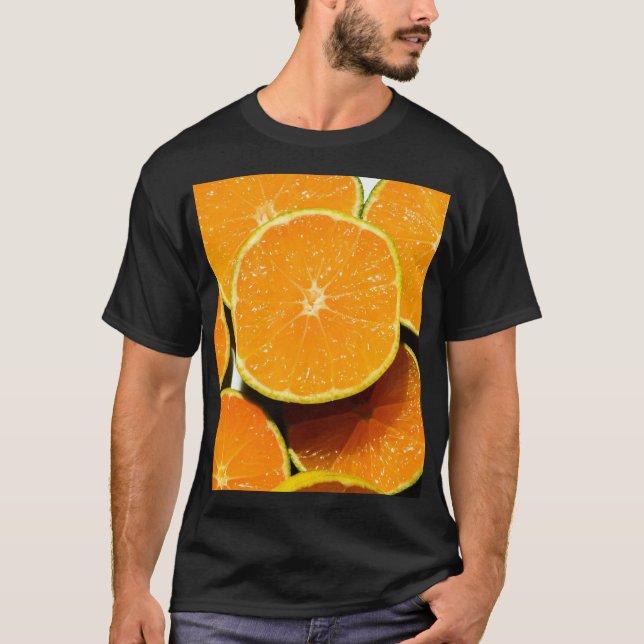 Camiseta Teto Gráfico de Fundo Laranja Vibrante - Negrito e (Frente)