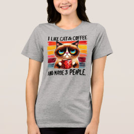 Camiseta Teto Gráfico de Gato Sarcástico - Meu Gato, Café E