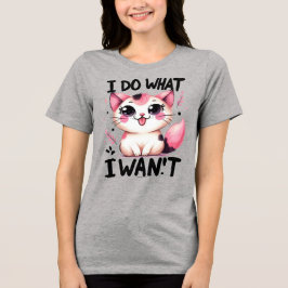 Camiseta Teto Gráfico De Gatos Sarcástico - Eu Faço O Que Q