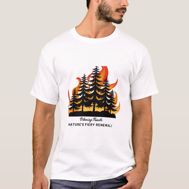Camiseta Teto Gráfico de Incêndio em Floresta Negra (Frente)