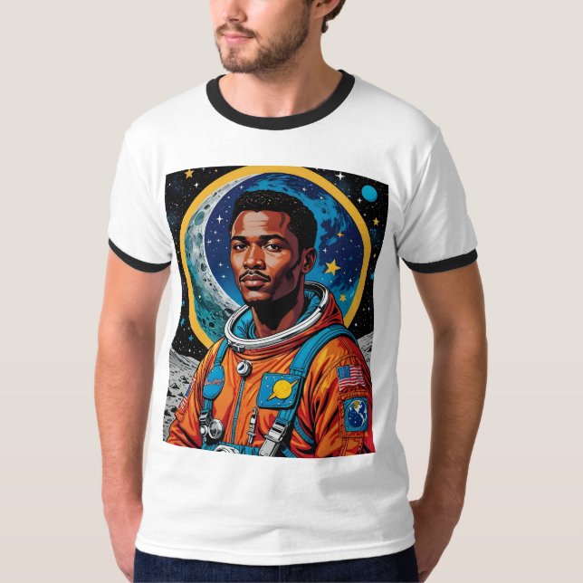 Camiseta Teto Gráfico do Explorador do Espaço do Afrofuturi (Frente)