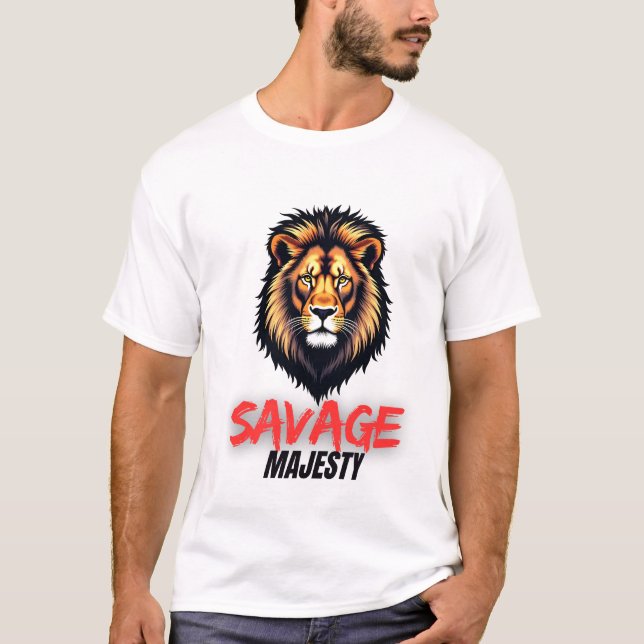 Camiseta Teto Gráfico do Leão de Arroz Selvagem para Negrit (Frente)