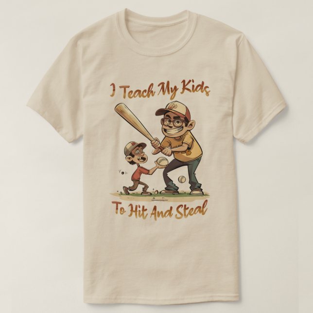 Camiseta Teto Gráfico Engraçado do Pai de Baseball - Acerto (Frente do Design)