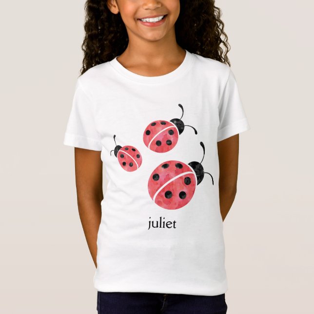 Camiseta Teto Lovebug de Ladybug de Watercolor Personalizad (Frente)