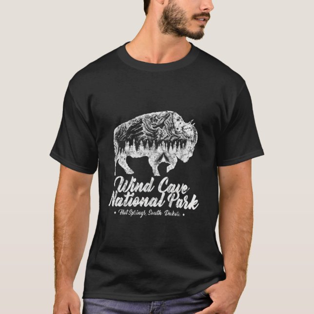 Camiseta Teto Nacional Do Parque Eólico Caverna Para Bison  (Frente)